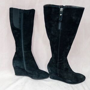 AGL Women's Size EU 39.5 US 8 Black Suede Heeled Knee High Boots